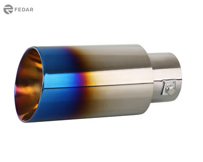 Black Stainless Steel Dual Wall Exhaust Tip - 3.5" Inlet, 5" Outlet, 12" Long, Slant Cut