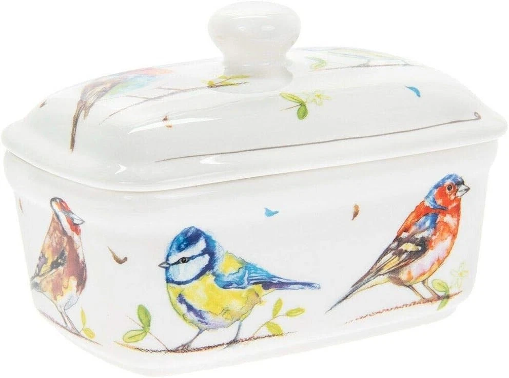 Country Life Birds Design - Fine China Butter Dish with Lid
Opens in a new window or tab