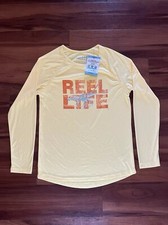 Reel Life Sun Ray Defender Series LS Fishing Shirt Pale Yellow Mens Size Large L