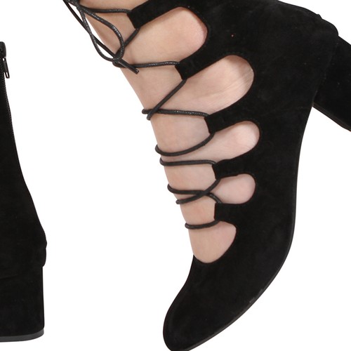 DAMEN-SANDALE MIT REISSVERSCHLUSS MITTLERER BLOCKABSATZ AUSSCHNITT DAMEN SCHNÜR-KNÖCHELSCHUHE GRÖSSE 3-8 - Bild 16 von 25