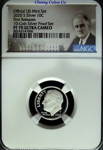 2020 S Silver Roosevelt Dime First Releases NGC PF70 Ultra Cameo FEAR Label