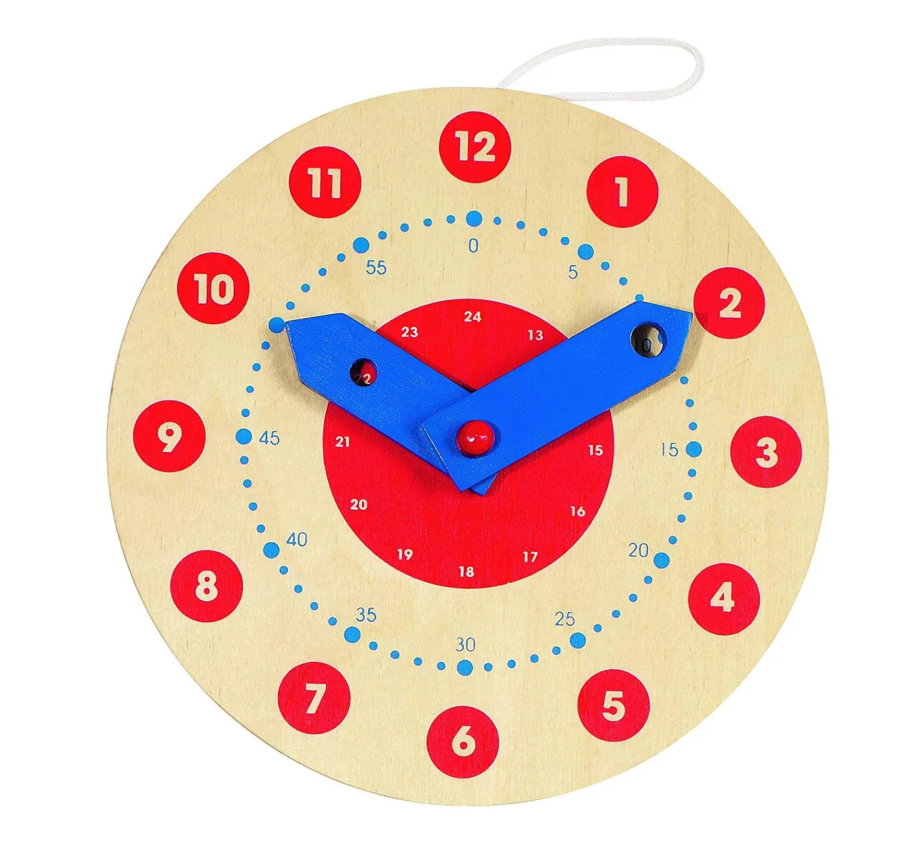 Goki Wooden Learn To Tell Time Clock Educational Toy Hours & Minutes