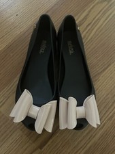 Mini Melissa girls shoes size 1, new,black/beige bow