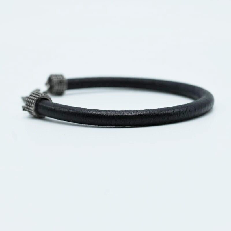 SAINT LAURENT YSL logo metal opium leather bracelet black SAINT LAURENT YSL logo metal opium leather bracelet black