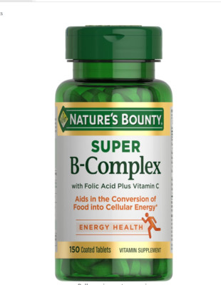 Natures bounty super B-Complex Vitamin With Vitamin C &Folic Acid 150 Ct Exp 27