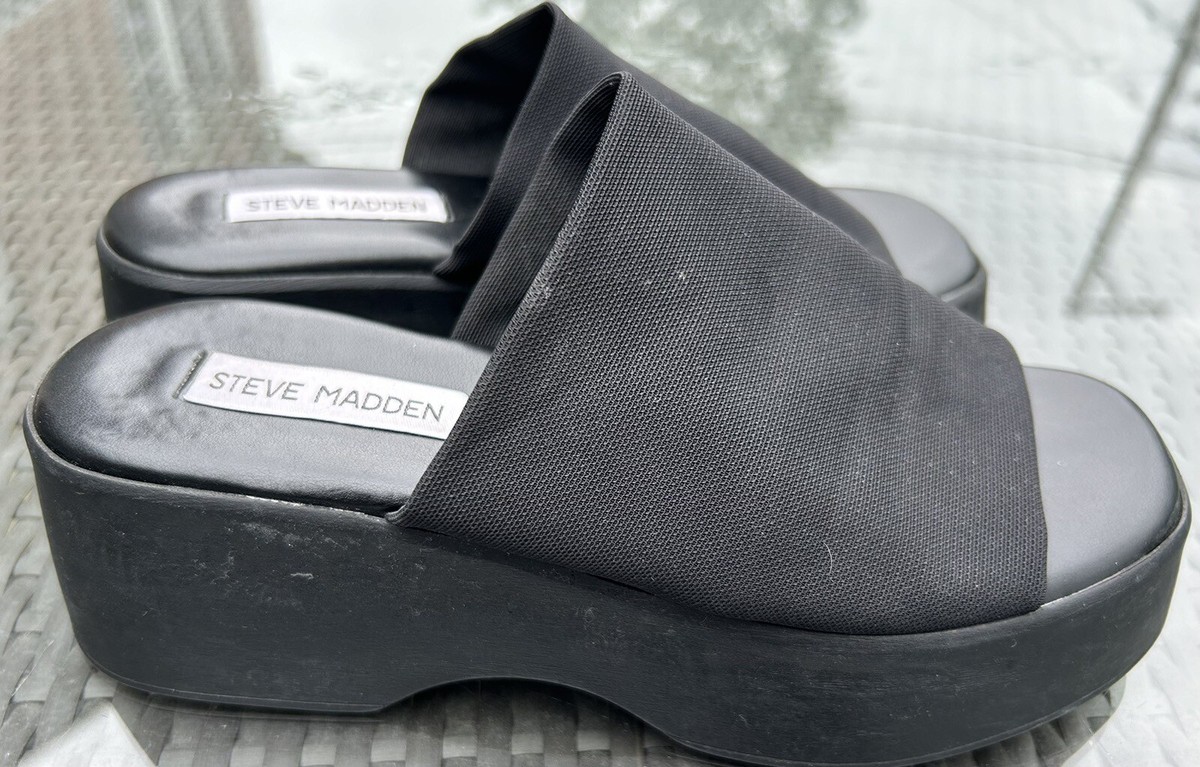 【追跡あり!】Steve Madden SLINKY ファブリックパネル サンダル SLINKY30 Black Women's Platform Sandal – Steve Madden