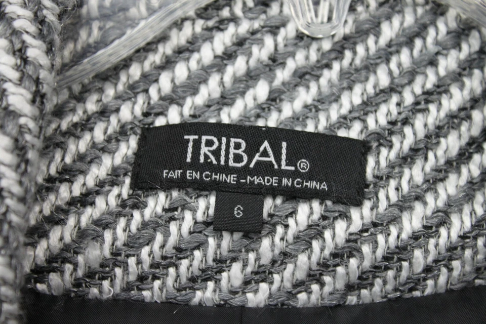 Jaqueta blazer tribal mistura de lã tweed cinza carvão branco texturizado intocado 6 - Imagem 4 de 4