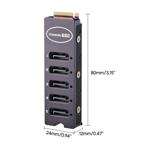 M.2 NVMe to 5-port SATA3.0 Adapter Card JMB585 Chip PCIe to Serial-Expansion 6Gb - Picture 7 of 7