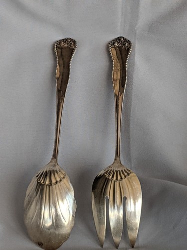 GORHAM STERLING LANCASTER 1897 SALAD SET FORK & SPOON SERVING - Picture 13 of 15
