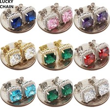 925 STERLING SILVER HIGH QUALITY AAA CZ CRYSTAL ROUND STUD EARRING 10MM D3