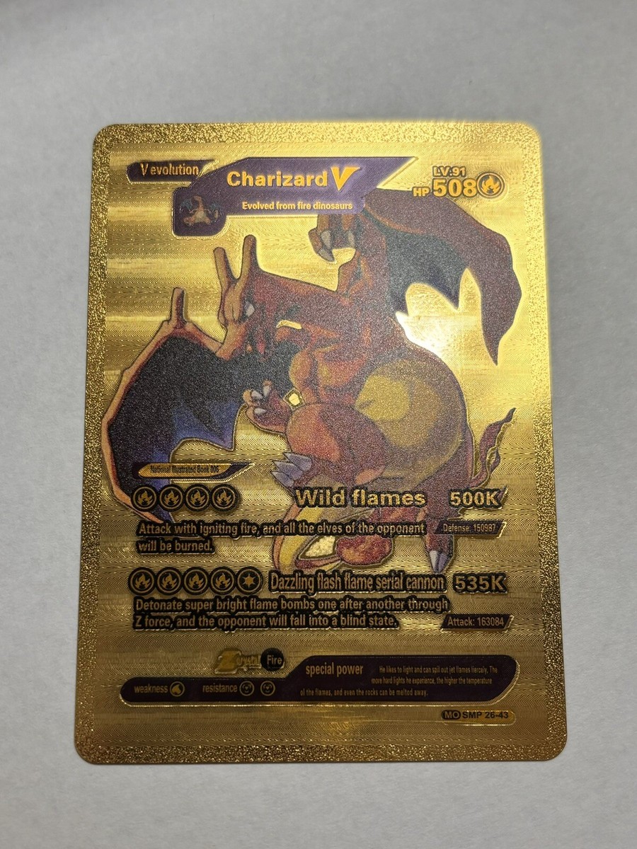 Charizard V Gold Foil Display Card “Wild Flames” Lv91 508 HP Full
