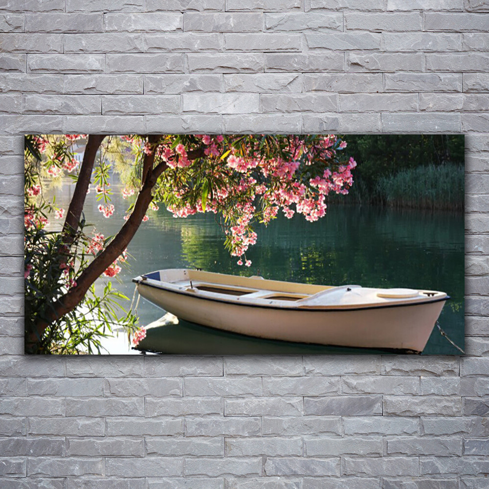 Tableau sur verre acrylique 120x60 cm parfait pour décorer un salon zen au motif de bateau