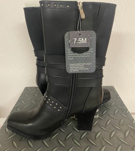 NUEVAS Botas de Motociclista de Cuero RideTec para Mujer Botas de Motociclista de Tres Hebillas Negras Talla 7.5 - Imagen 9 de 9