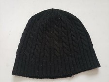 Unisex Black Beanie One Size Cotton Knitted Ski Winter Warm