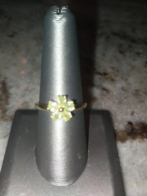 PREMIUM SAVA SPHENE Floral Ring in Vermeil YG/SSilver,TCW=0.85,Sz8 0.