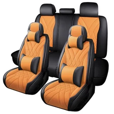 PU Leather Universal Car Seat Cover Front Back Headrest Cover Full Set Protector