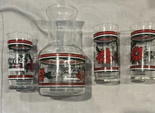 Coca Cola Drinkware Set Whataburger Christmas Poinsettias 4 Piece