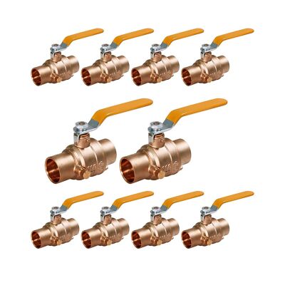 Midline Valve 627C234-NL-10 Premium Full Port Ball Valve with Drain, Brass, 1...