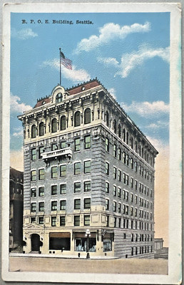 SEATTLE WASHINGTON B. P. O. E. BUILDING 1920's Postcard Elk's Lodge Fraternal G2