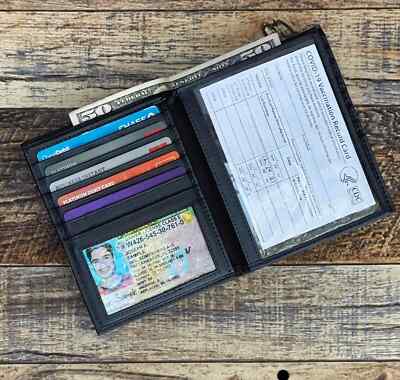 Men's Genuine Leather Bifold Wallet Hipster Credit Card ID Holder RFID Blocking