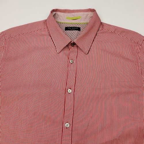 Camicia Ted Baker a righe GRANDE slim fit rossa uomo manica lunga a righe elasticizzata - Foto 6 di 12