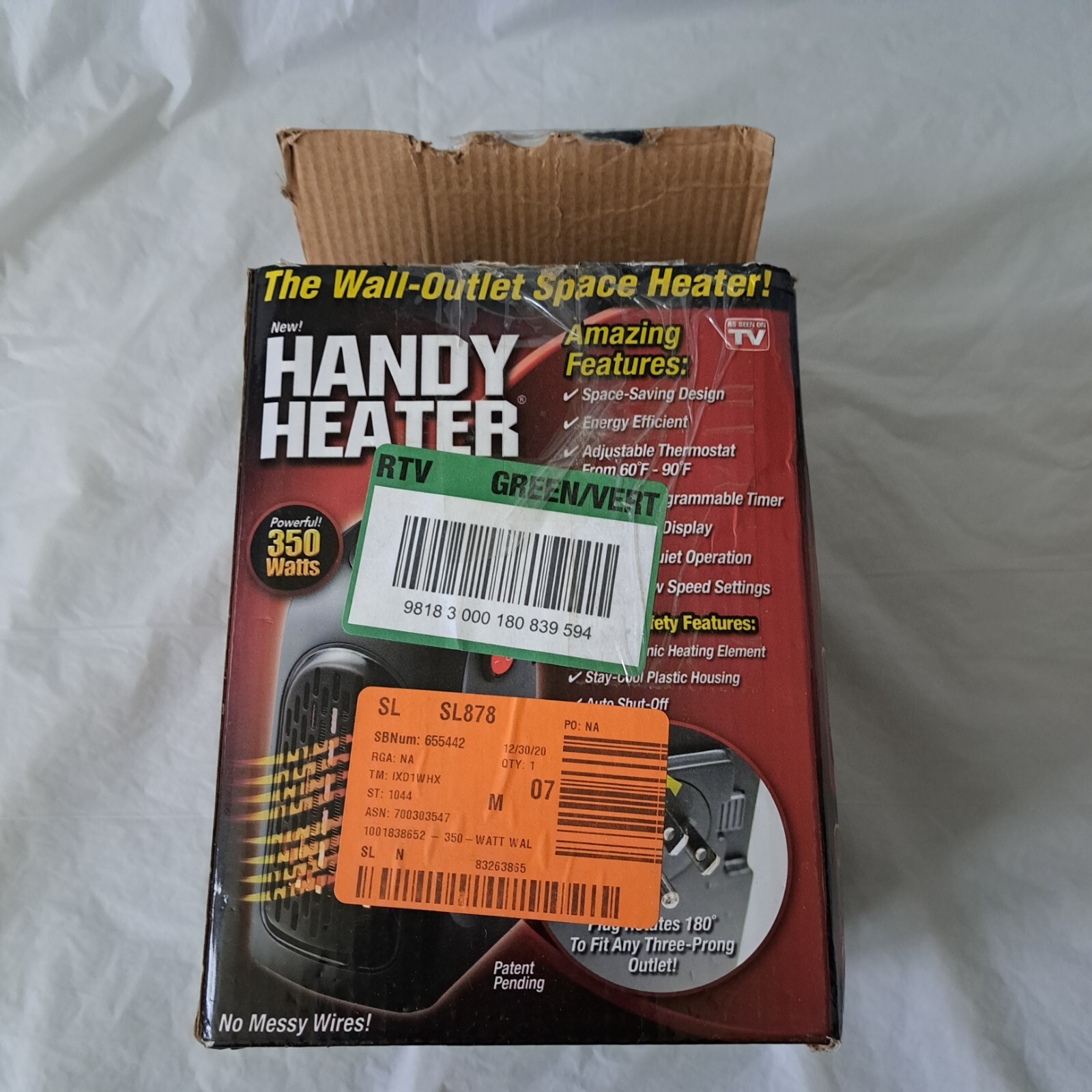 Handy Heater HEAT MC4 Power 400 Voltage 120 V Plug Outlet Space Heater
