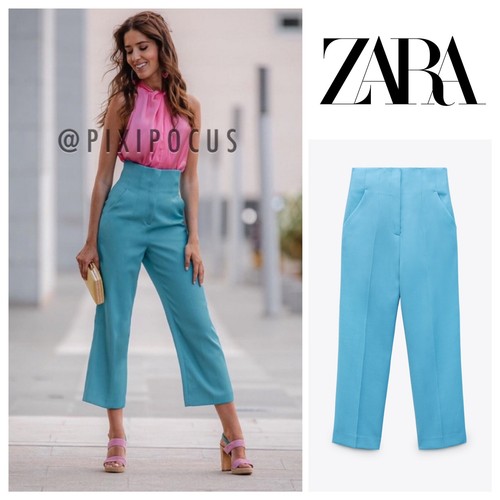 ZARA NEW TWILL HIGH-WAISTED LINEN BLEND 