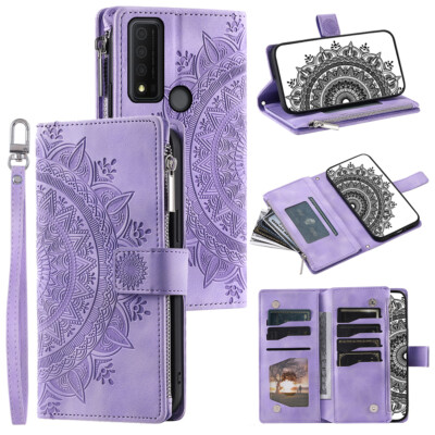 For TCL 30 XE 5G Case Datura Leather Zipper Card Slots Flip Wallet Pocket Cover
