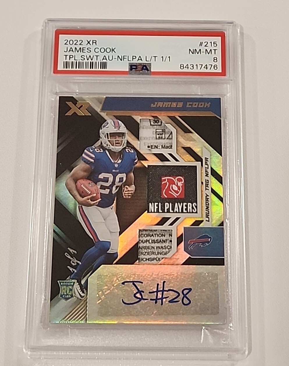 James Cook Panini XR #215 Triple Swatch Autograph-Nflpa Laundry Tag 1/1