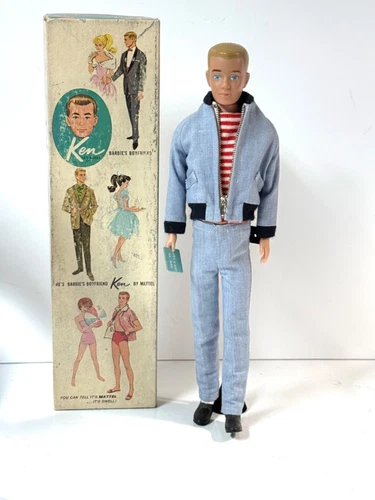 VTG 1960 MATTEL 12" KEN DOLL- ORIG BOX STOCK #750 with THE YACHTSMAN OUTFIT #789