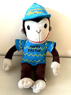 Curious George Happy Easter Costume  14'' Plush Monkey by Toy Network Blue/Yellow