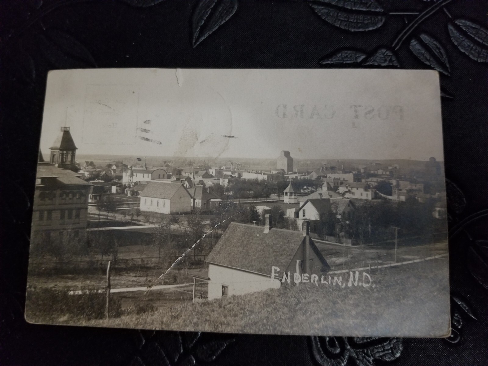 Real Photo postcard Enderlin North Dakota 1908 KRUXO RPPC Town View