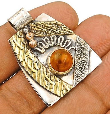 Dreifarbiger natürlicher Tigerauge Afrika 925 Sterling Silber Anhänger Schmuck