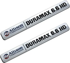 Transmission Duramax 6.6 Hd Hood Emblem Pair Set For Silverado 2500hd Chromebl