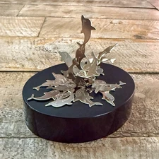 Vintage Magnetic Dolphins Desk Sculpture Paperweight Fidget Toy Taiwan 1980s