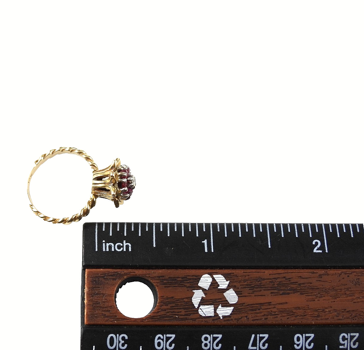 Vintage Solid 14K Yellow Gold Ring Ruby Diamond C… - image 20