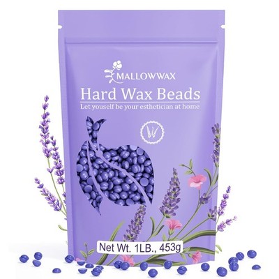 Mallowwax Hard Wax Beads, Wax Beans for Hair Removal, Natural Lavender, Striples