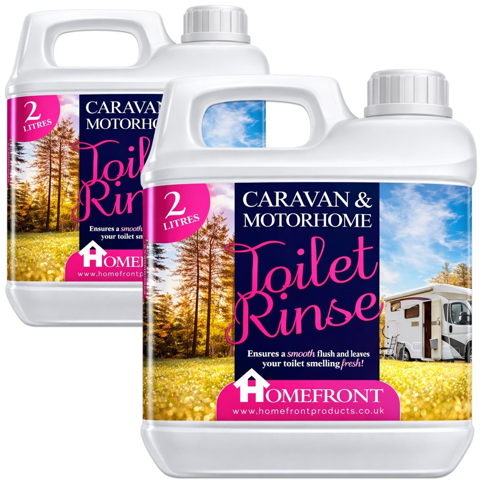 Homefront Chemical Caravan Toilet Cleaner Fluid Pink Motorhome Boat 2 x 2L