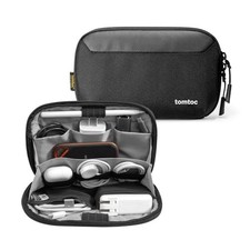 Travel Cable Organizer Pouch for Electronics Accessories, Black, 3 Compartments