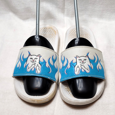 RipNDip Slides Welcome to Heck Lord Nerd Nermal White Blue Flame Unisex Womens 8