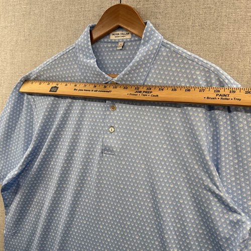 Peter Millar Summer Comfort Polo Shirt Large Blue Skulls Short Sleeve Stretch - Picture 6 of 15
