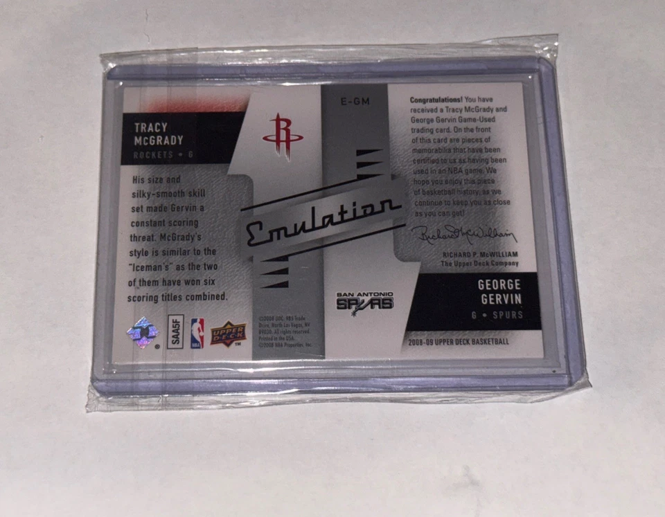 2008 Upper Deck Эмуляция Двойные Сувениры Джордж Гервин Трейси Макгрейди HOF Изящные! - Изображение 2 из 2