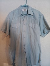 vtg ruddock bros western shirt Pearl Snap tag Cut L Light Grayish Blue