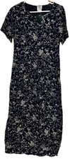 NWT Laura Ashley Vintage 90s Navy Floral Midi Dress Sz 6 Cottagecore Pockets