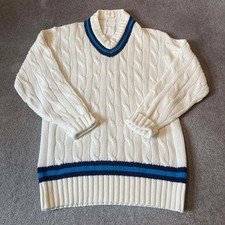 Vintage 80s Cricket Cable-Knit Sweater Large 
