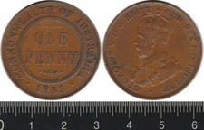 Australia: 1933/2 Penny KGV overdate 1d centre diamond, VF. Cat VF $140 