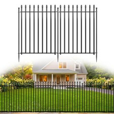 10 Panels No Dig Decorative Garden Fence, 32in H  22ft L Heavy-Duty Rustproo...