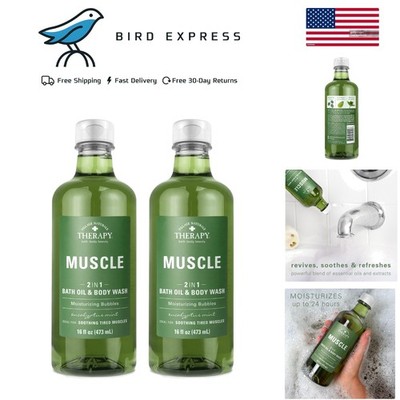 Village Naturals Muscle Therapy Muscle Foaming Bath Oil & Body Wash 16oz 2 pack