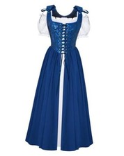 Renaissance Costume Women Medieval Fairy Corset Dress - 2 Pics 6 Navy Blue