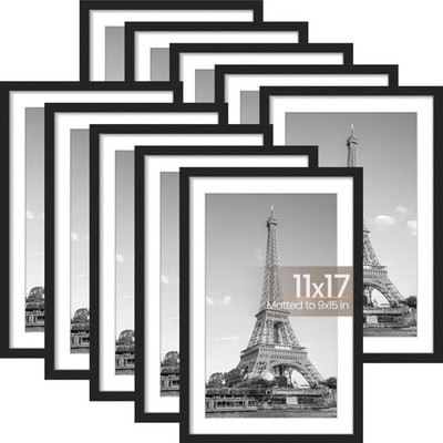 Set of 10 Black 11x17 Collage Picture Frames Wall Mount Display